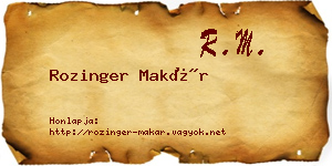 Rozinger Makár névjegykártya